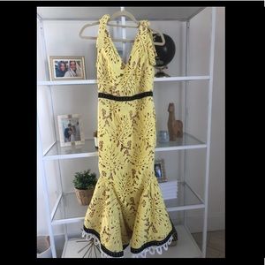 Yellow mermaid crochet wedding guest dress